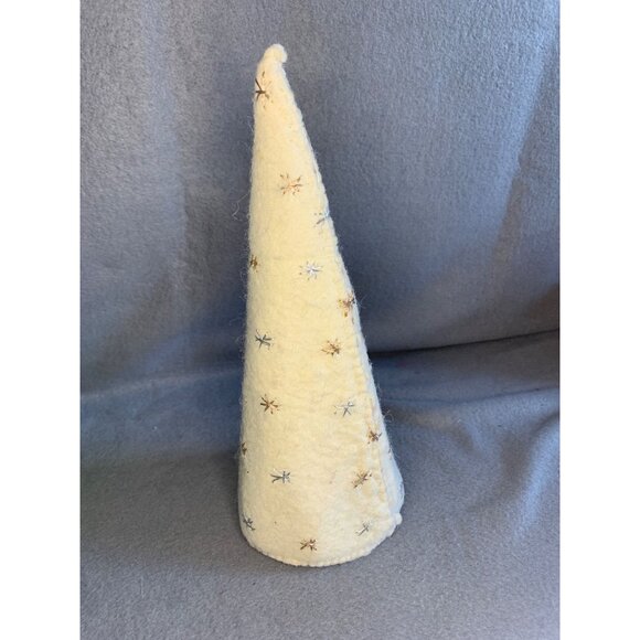 Gold and Silver Stitched Stars Wool Felt Christmas Tree by Creative Co-op 10.5" - Picture 9 of 9